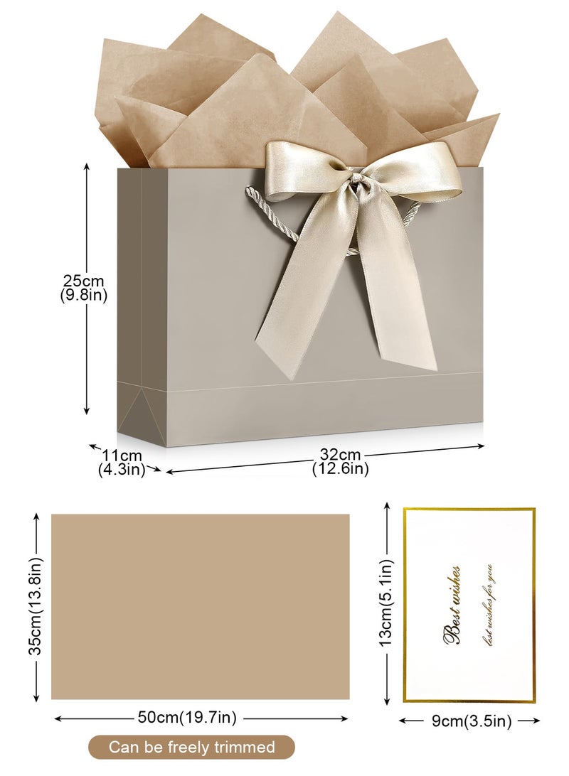 Gift Bag, 4PCS Gift Bags Large with Ribbon and 4 Greeting Cards 8 Tissue Paper, Portable Paper Gift Bag Luxury Bag with Handles, Birthday Gift Bags,Present Bags for Wedding Party Mothers Day Valentines Day  Baby Shower(12.6" x 9.8" x 4.3"/32X25X11CM) - view 2